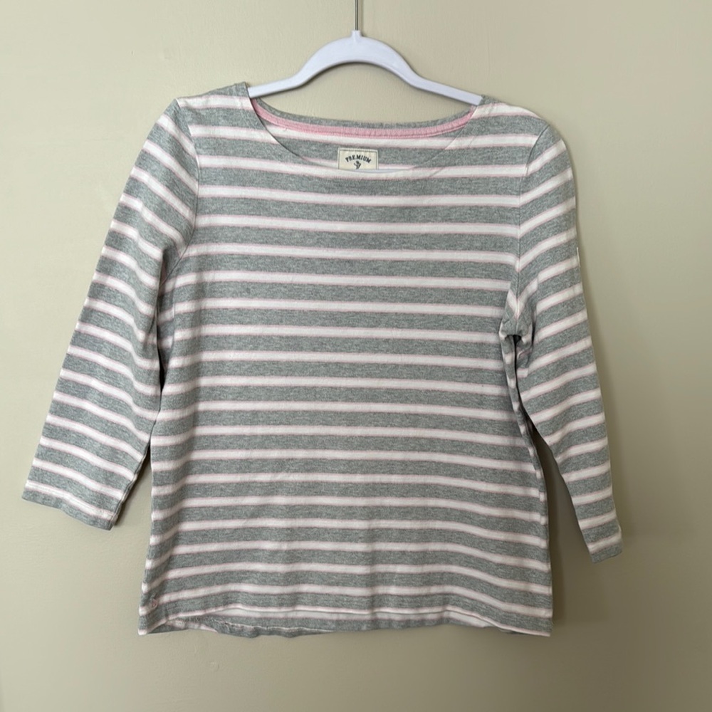 Joules l Striped Gray and White Long Sleeve Top